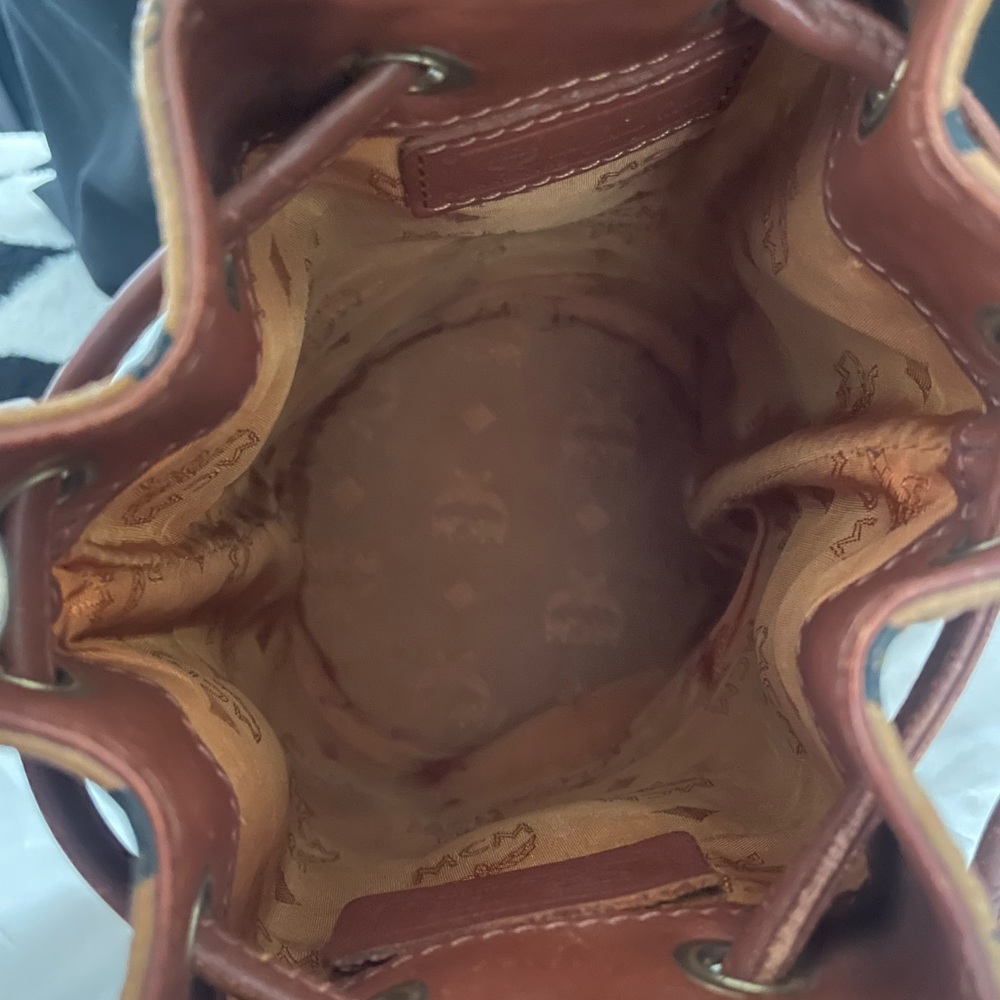 Cognac Mini Mcm Draw String Bucket Bag - image 7